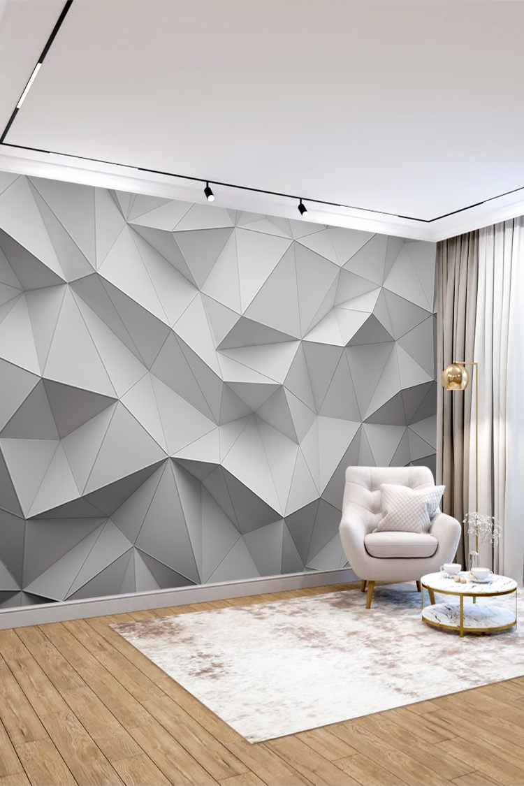 Geometrik Desenli 3D Duvar Kağıdı - Görsel 4