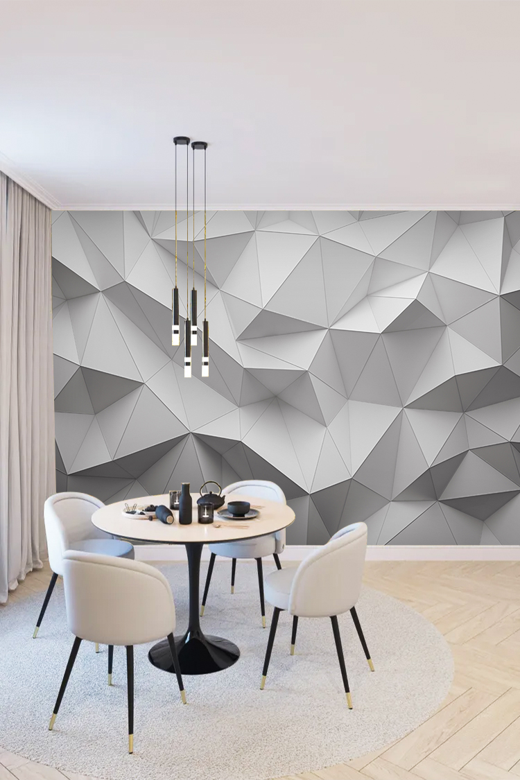 Geometrik Desenli 3D Duvar Kağıdı - Görsel 5