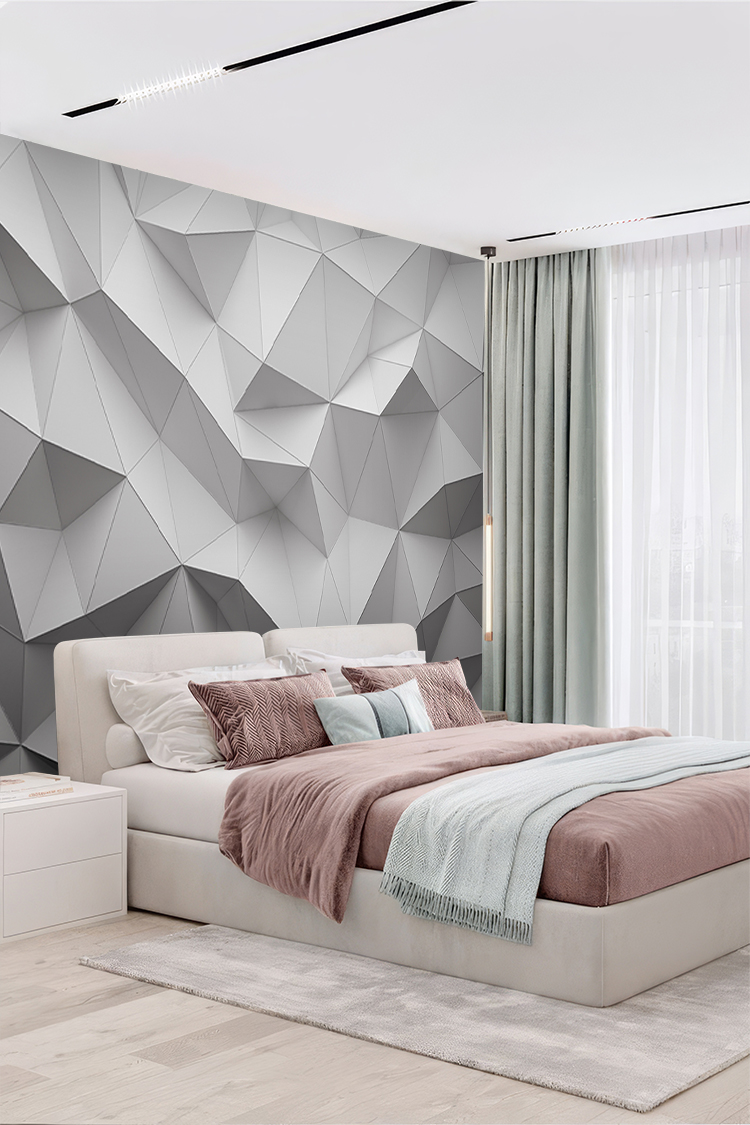 Geometrik Desenli 3D Duvar Kağıdı - Görsel 6