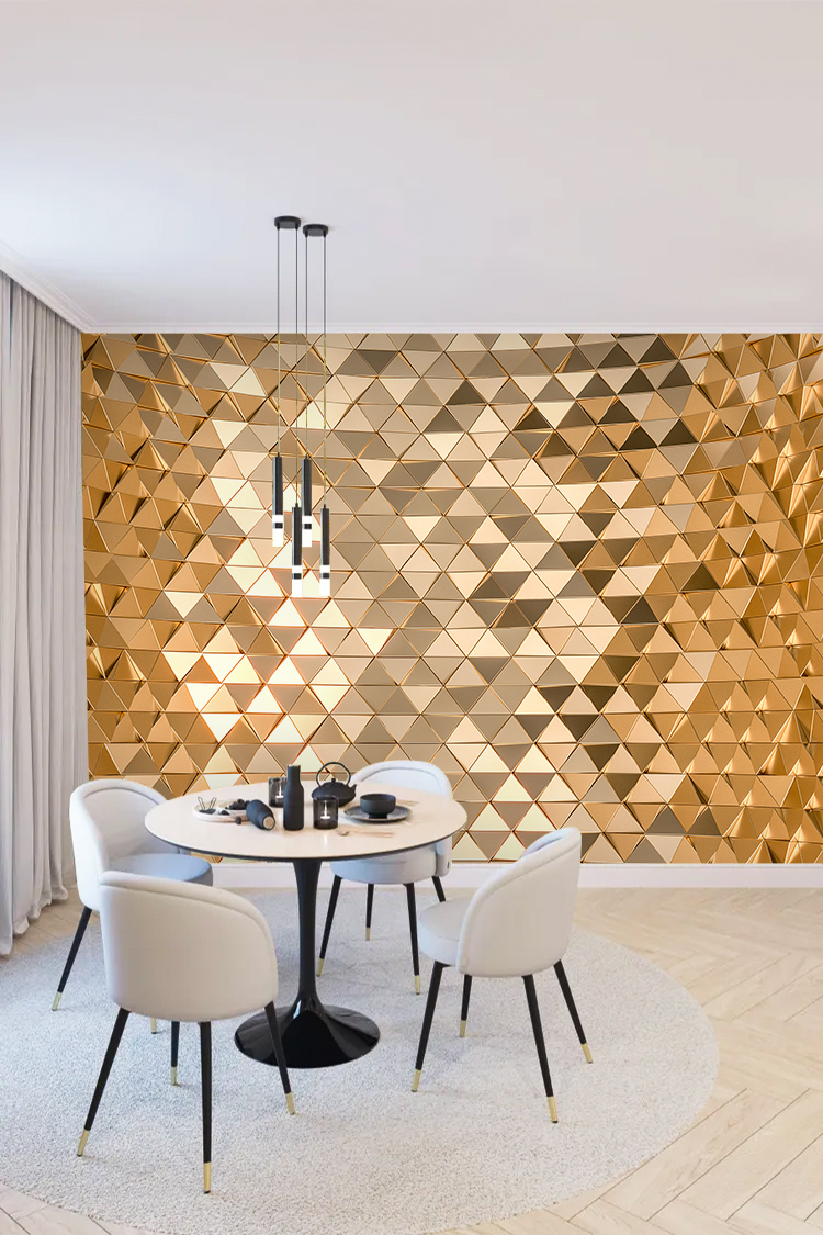 Lüks Altın Geometrik Desenli Duvar Kağıdı