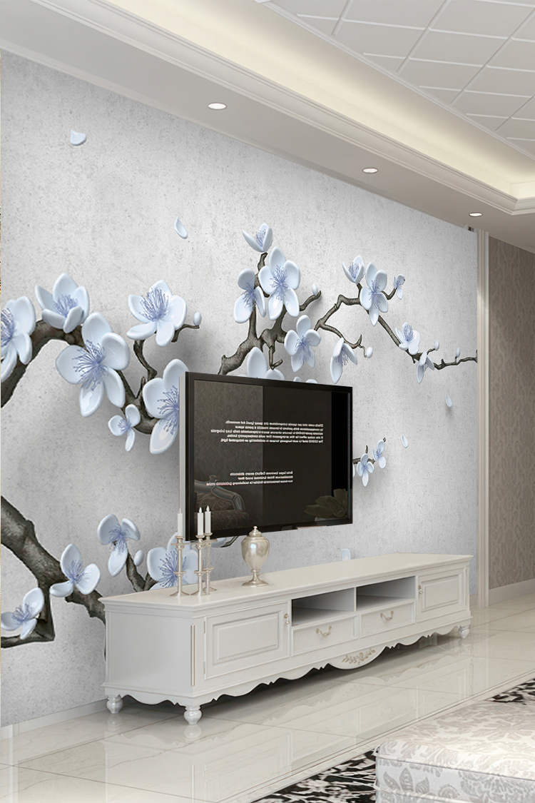 Çiçek Desenli 3D Duvar Kağıdı - Görsel 6