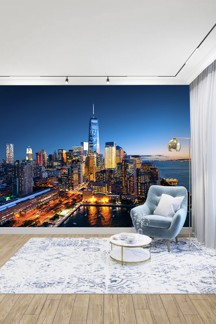 New York Gece Manzarası Duvar Kağıdı - Görsel 5