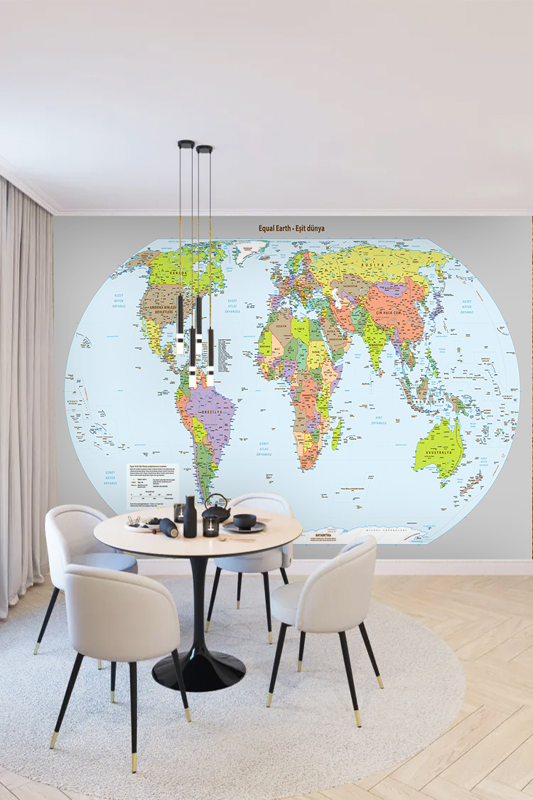 Renkli Dünya Haritası Duvar Kağıdı