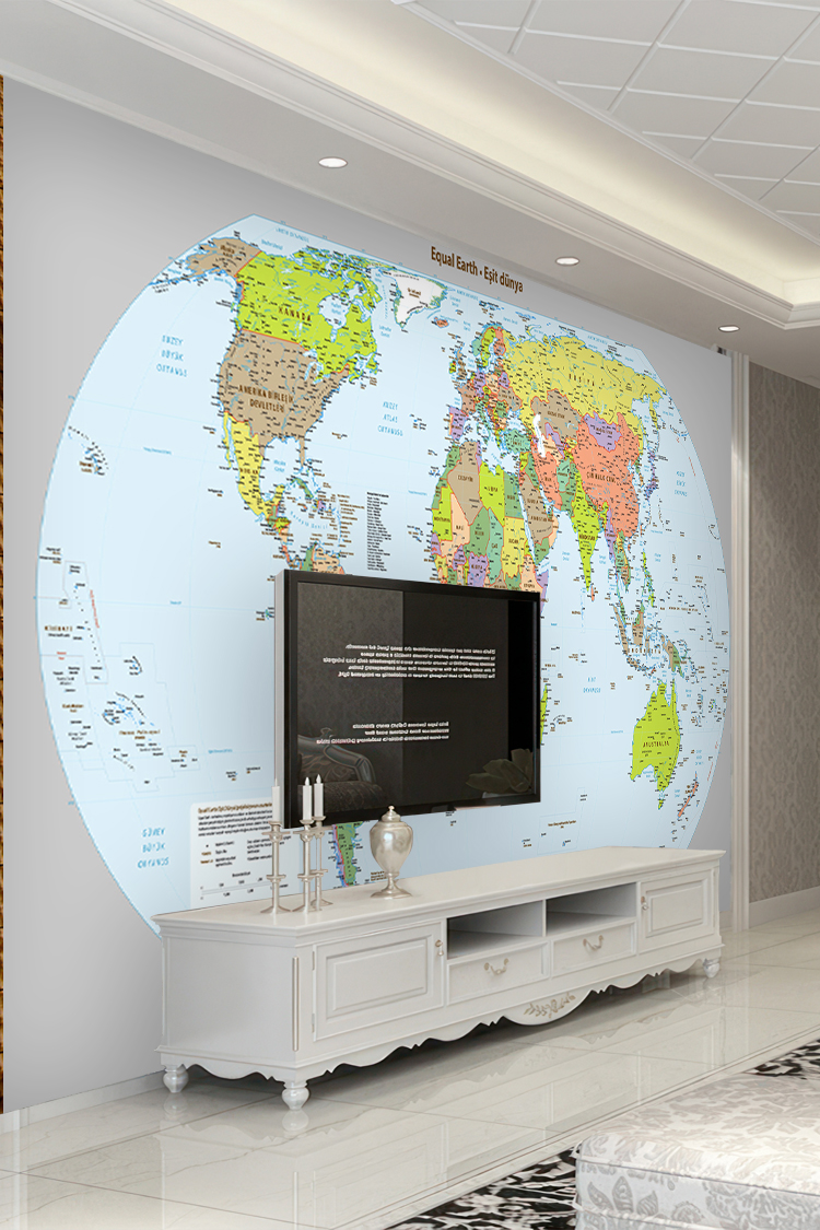 Renkli Dünya Haritası Duvar Kağıdı - Görsel 6