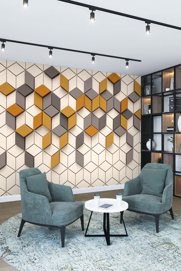 Modern Hexagon Desenli Duvar Kağıdı - Görsel 2