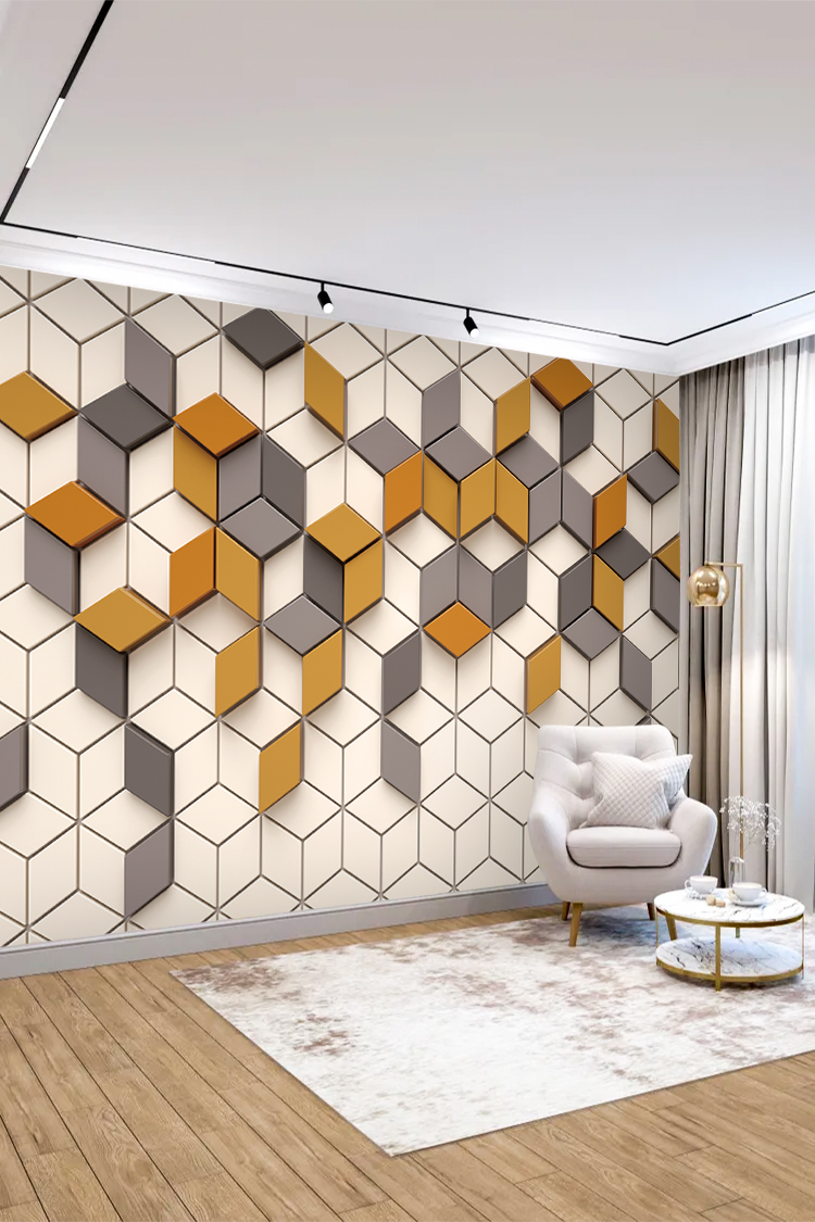 Modern Hexagon Desenli Duvar Kağıdı - Görsel 4