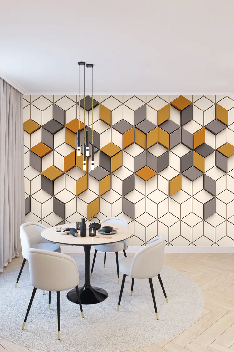 Modern Hexagon Desenli Duvar Kağıdı - Görsel 5