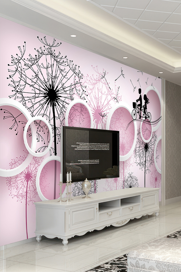 Romantik Dandelion ve Geometrik Çerçeveli Duvar Kağıdı - Görsel 6