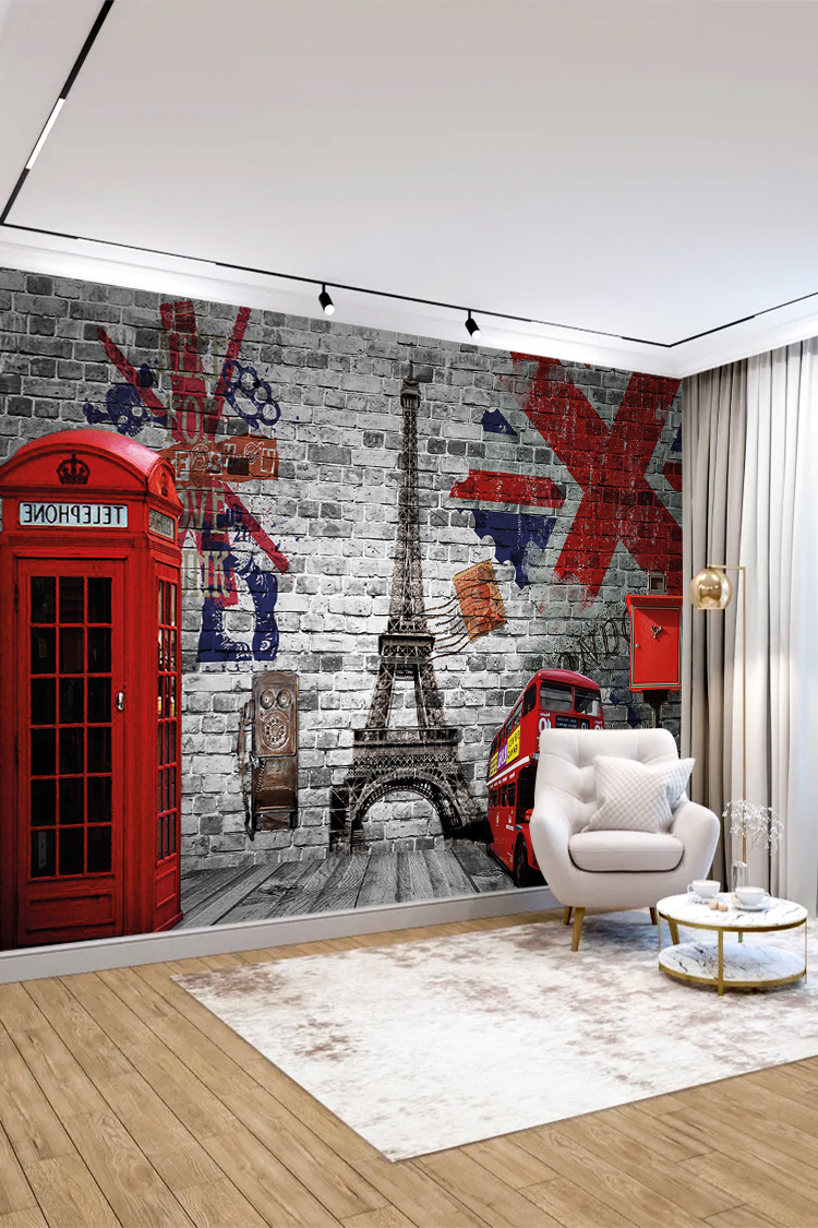 İkonik Londra ve Paris Temalı Duvar Kağıdı - Görsel 4