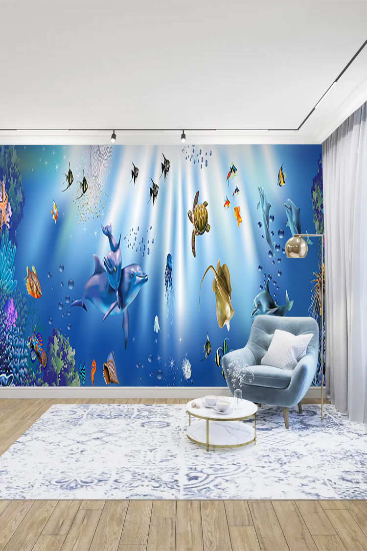 Denizaltı Işıkları – Yunuslar ve Renkli Balıklarla Okyanus Duvar Kağıdı