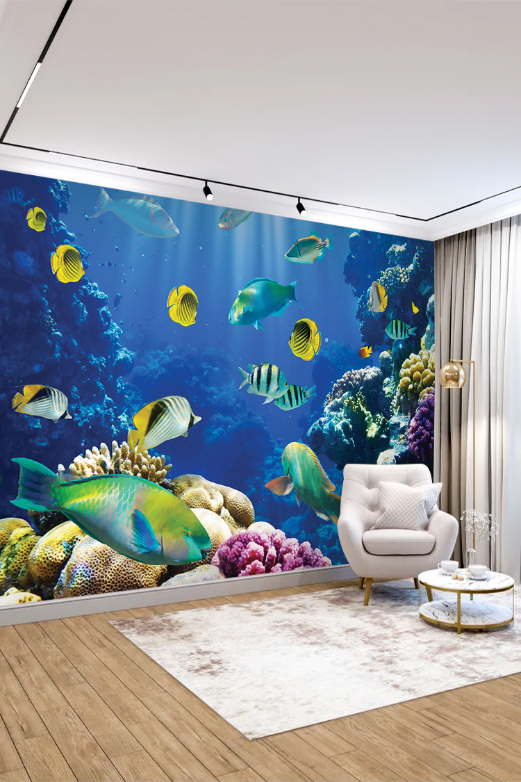 Mercan Resifi ve Tropikal Balık Manzaralı Duvar Kağıdı - Görsel 4