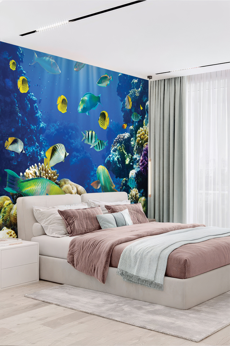 Mercan Resifi ve Tropikal Balık Manzaralı Duvar Kağıdı