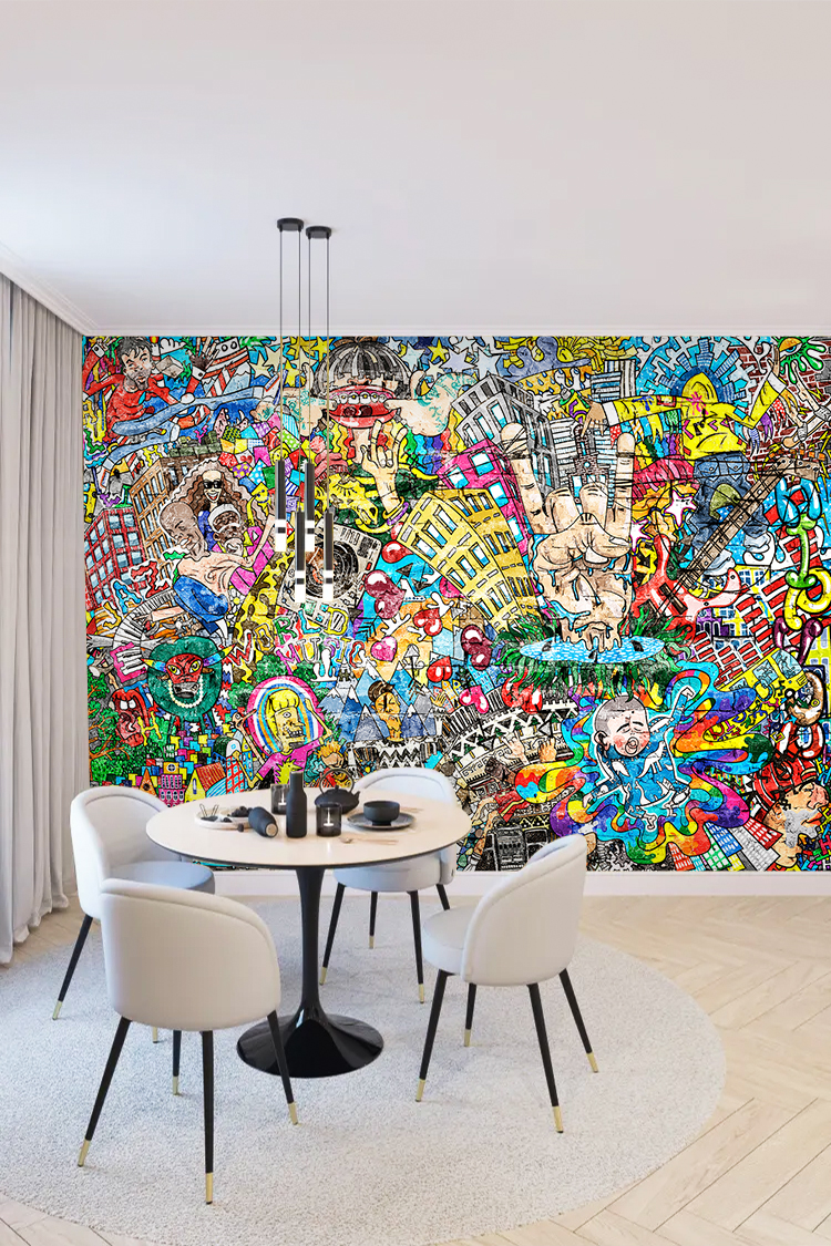 Sokak Sanatı ve Renkli Grafiti Temalı Duvar Kağıdı - Görsel 4