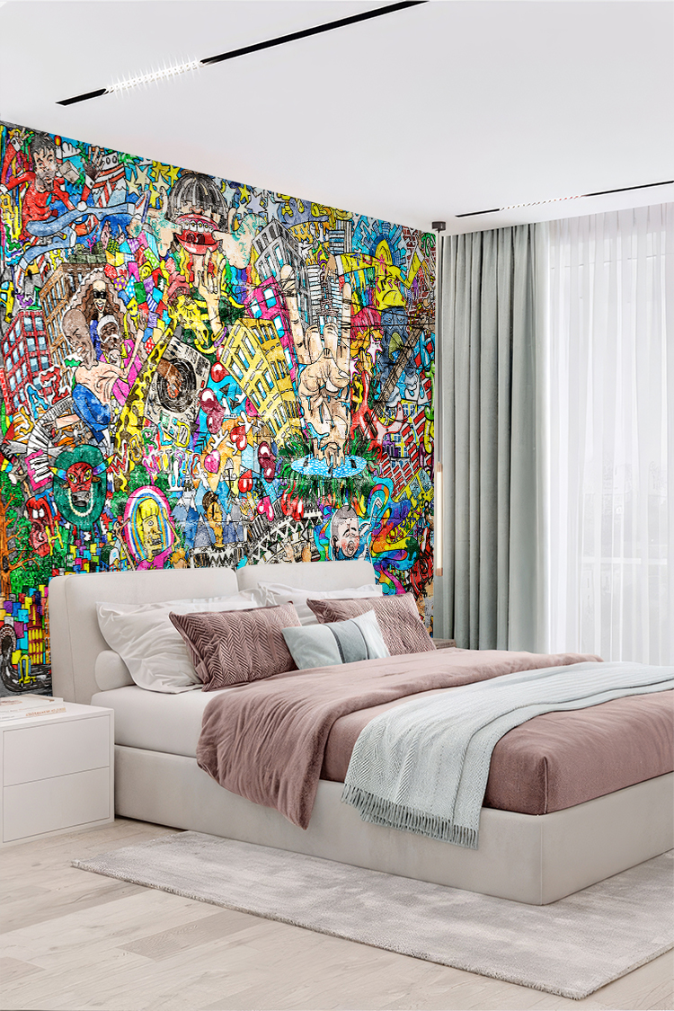 Sokak Sanatı ve Renkli Grafiti Temalı Duvar Kağıdı - Görsel 5
