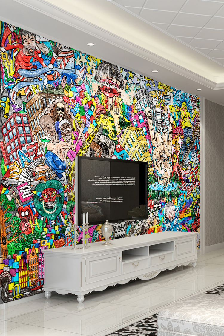 Sokak Sanatı ve Renkli Grafiti Temalı Duvar Kağıdı - Görsel 6