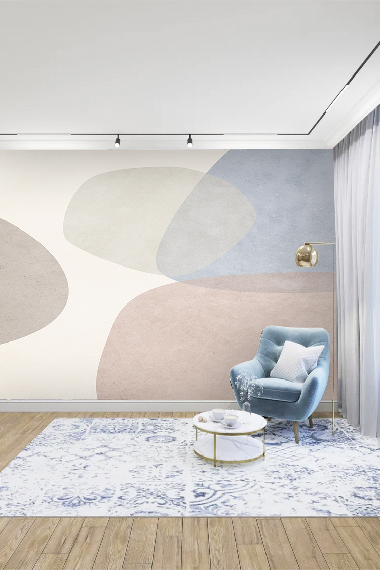 Pastel Tonlarda Geometrik Desenli Modern Duvar Kağıdı - Görsel 3