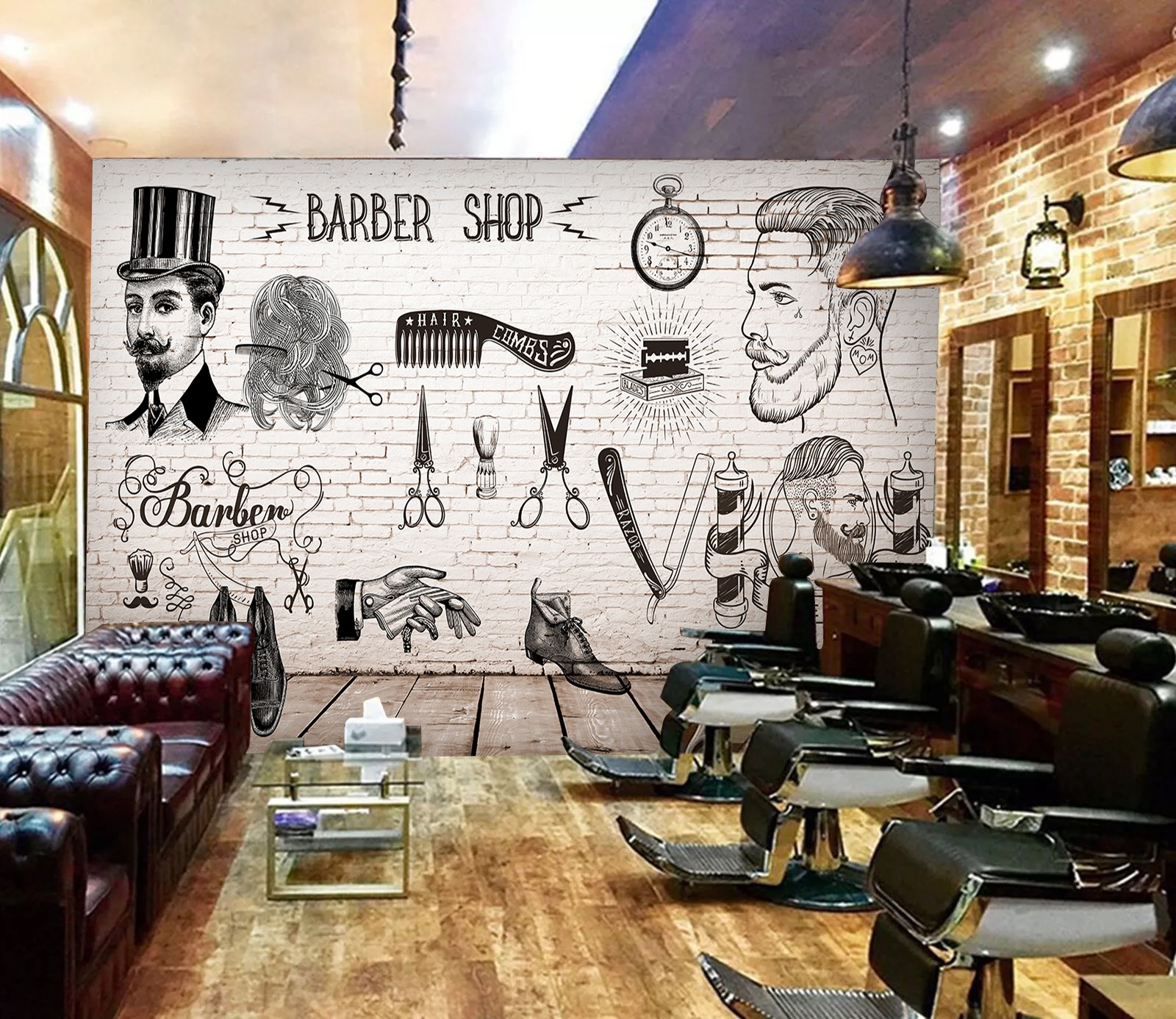 Vintage Barber Shop Duvar Kağıdı - Antik Kuaför Malzemeleri