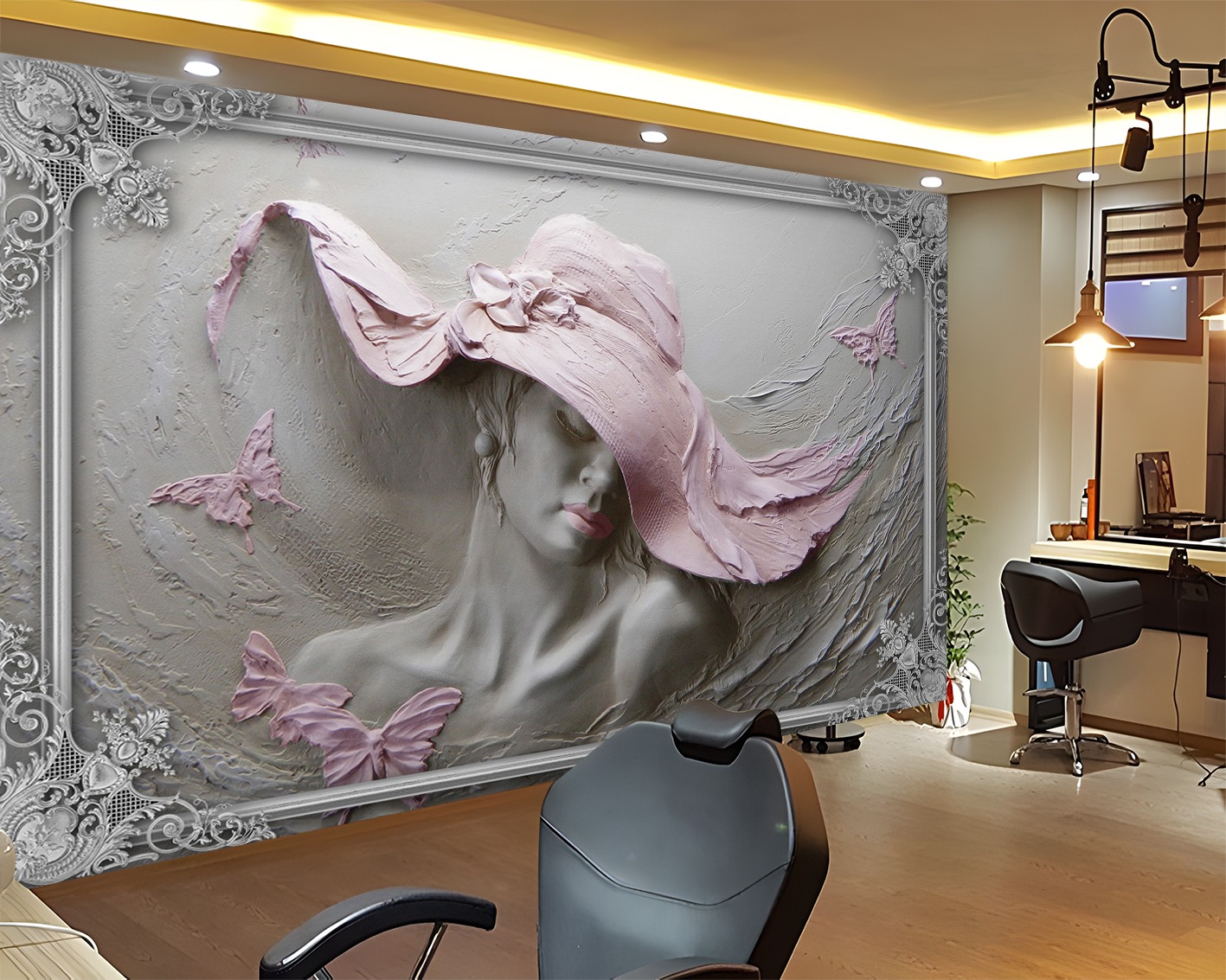 Pembe Şapkalı Kadın ve Kelebekler - Görsel 4