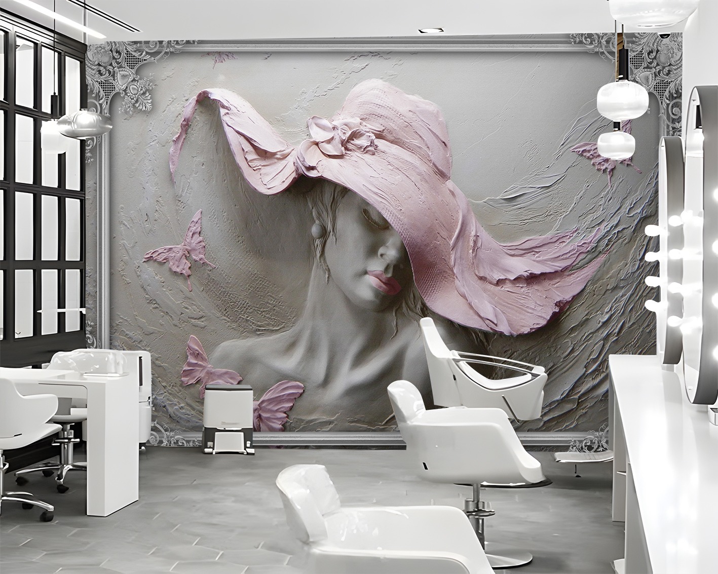 Pembe Şapkalı Kadın ve Kelebekler - Görsel 3