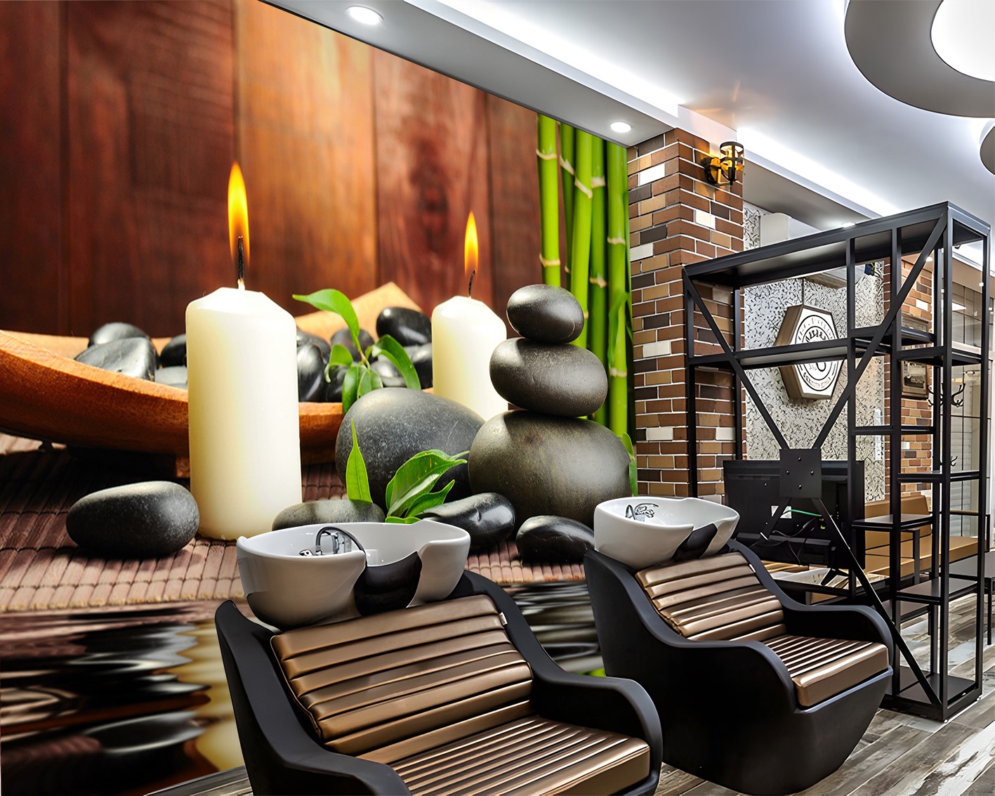 Mumlar ve Zen Taşları Temalı Spa Duvar Kağıdı - Görsel 2