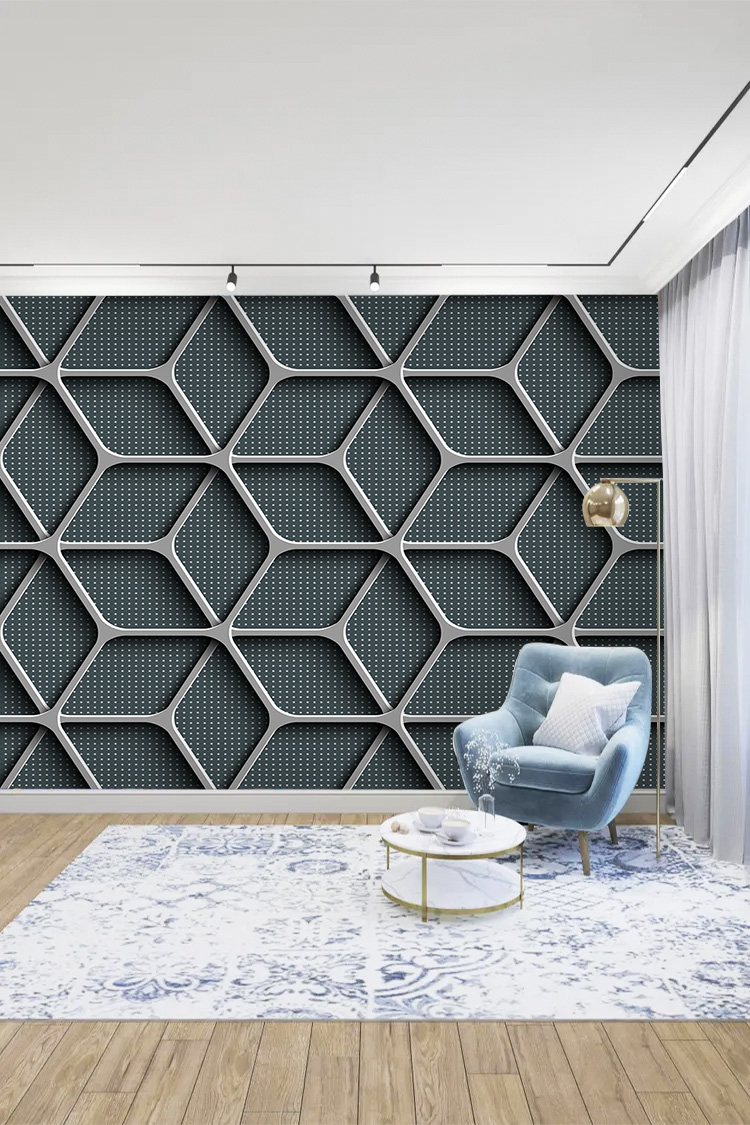 3D Altıgen Geometrik Duvar Kağıdı