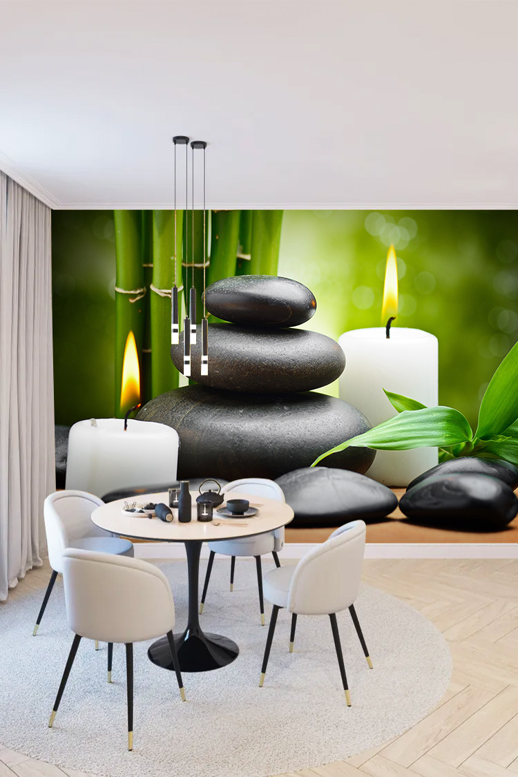 Spa Zen Taş ve Mum Temalı Duvar Kağıdı - Görsel 4