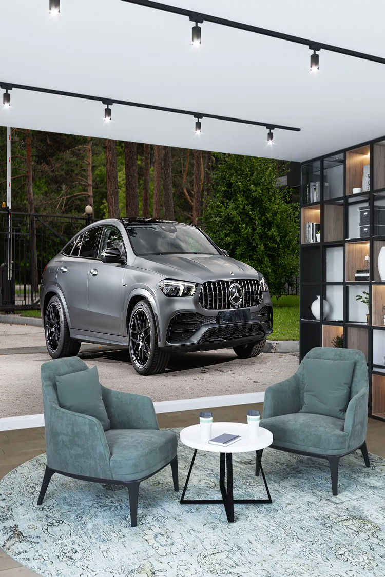 Gri Lüks SUV Spor Araba Desenli Duvar Kağıdı - Görsel 5