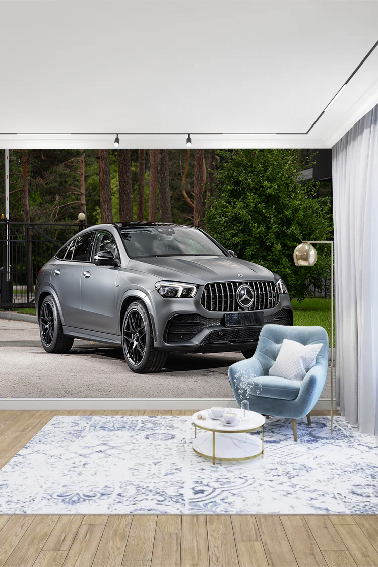Gri Lüks SUV Spor Araba Desenli Duvar Kağıdı