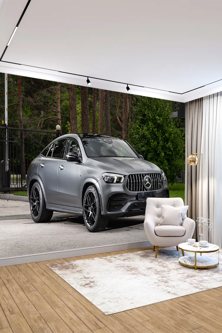 Gri Lüks SUV Spor Araba Desenli Duvar Kağıdı - Görsel 4