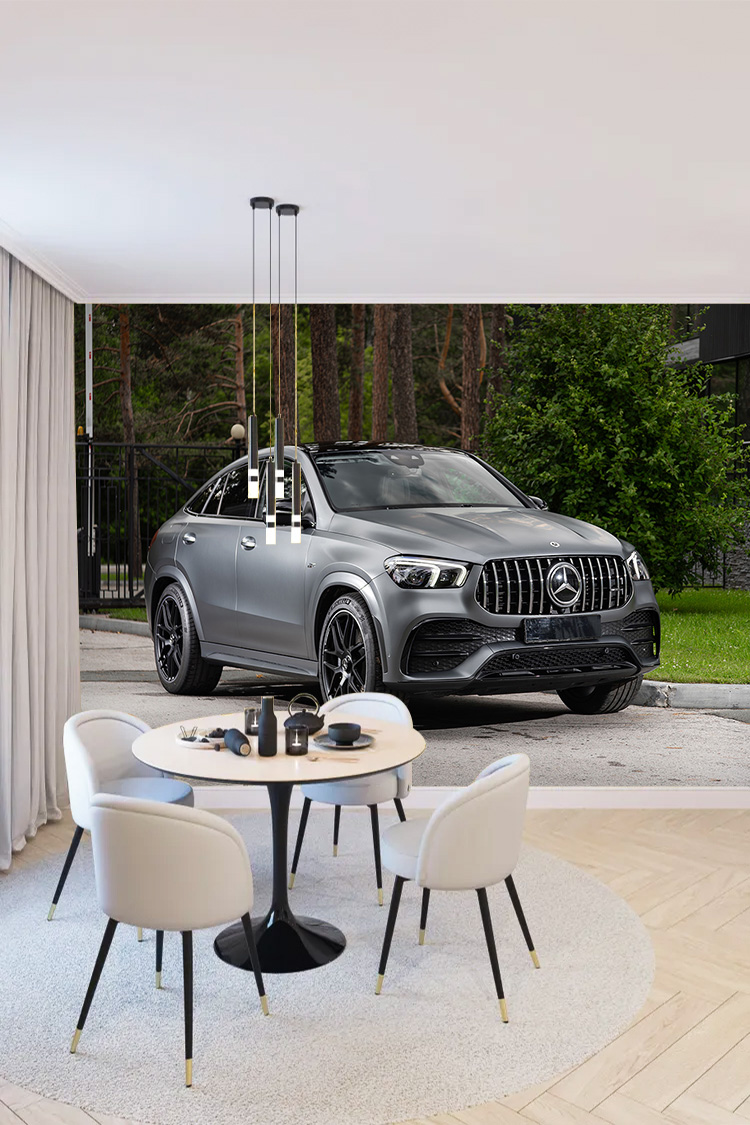 Gri Lüks SUV Spor Araba Desenli Duvar Kağıdı - Görsel 2