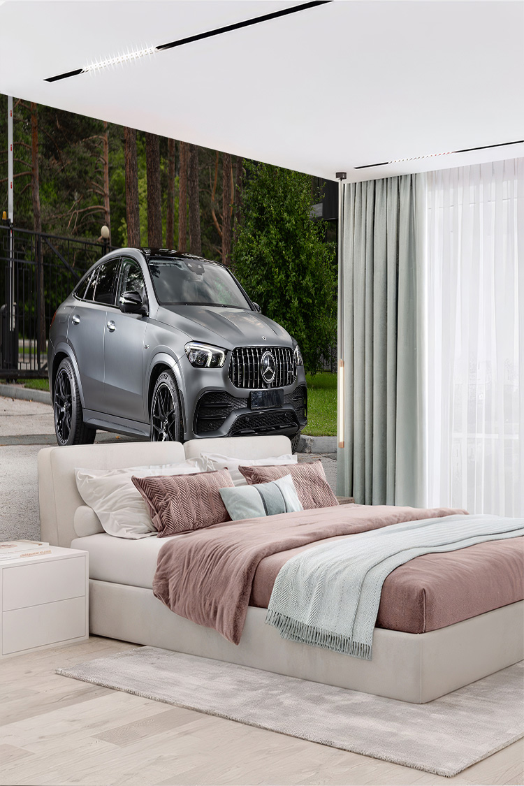 Gri Lüks SUV Spor Araba Desenli Duvar Kağıdı - Görsel 6