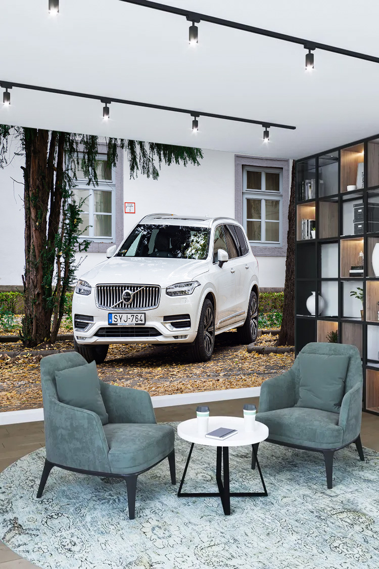 Beyaz Lüks SUV Araç Desenli Duvar Kağıdı