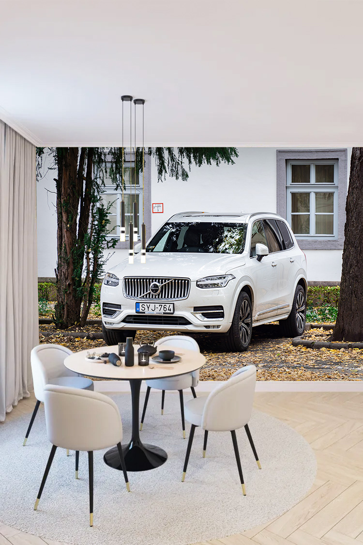 Beyaz Lüks SUV Araç Desenli Duvar Kağıdı - Görsel 2